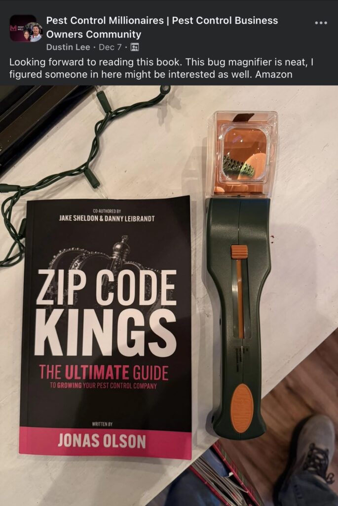Zip Code Kings book customer testimonial from pest control owner