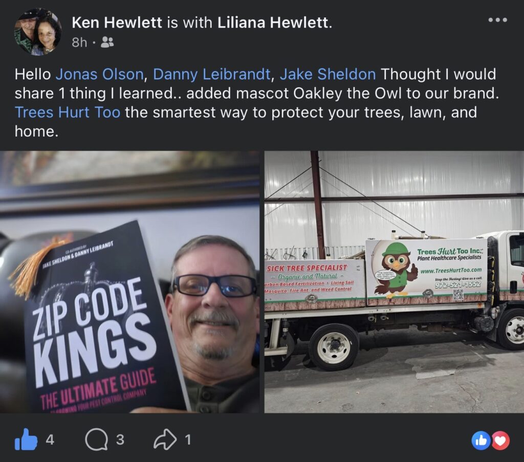 Reader testimonial for Zip Code Kings pest control book