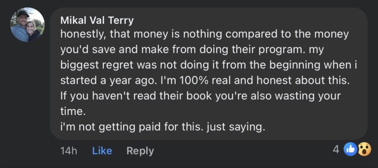 Facebook comment from Mikal Val Terry about Pest Control Millionaires: honestly, that money is nothing compared to the money you'd save and make from doing their program. my biggest regret was not doing it from the beginning when i started a year ago. I'm 100% real and honest about this. If you haven't read their book you're also wasting your time. i'm not getting paid for this. just saying.